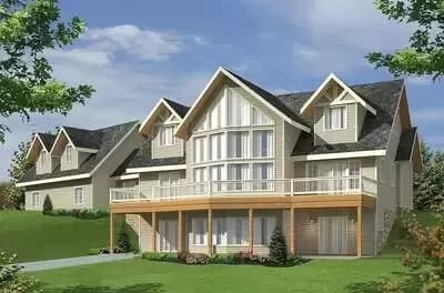 Lake House Plan with Angled 2-Car Garage - 2750 Sq Ft