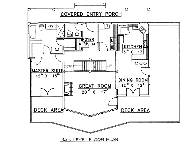 Plan 35313GH: Mountain Home Plan with Drive-Under Garage - Floor Plan - Main Level - Cottage, Country, Mountain, Northwest, Vacation