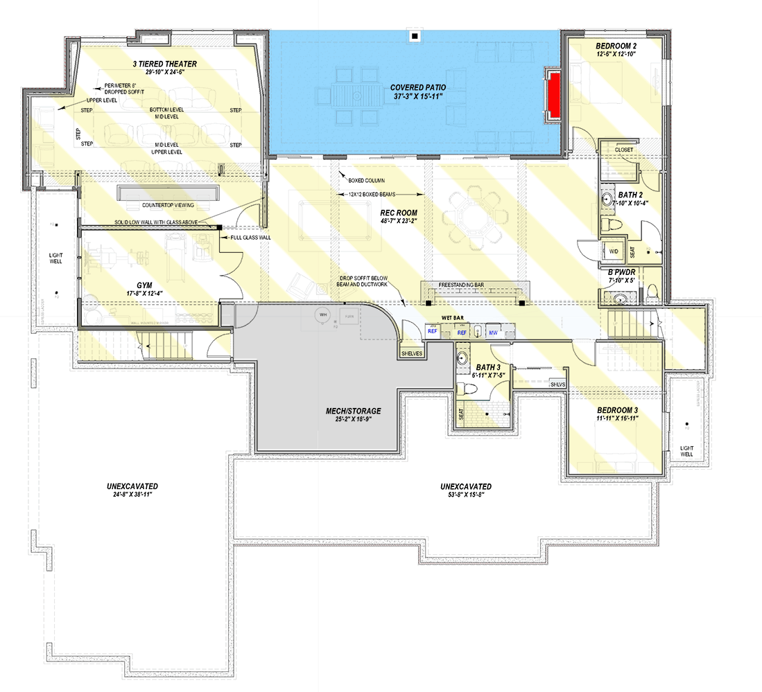 Plan 64540SC: Craftsman Farmhouse with Fun-Filled Lower Level - Floor Plan - Optionally Finished Walkout Basement - Contemporary, Country, Craftsman, Farmhouse, Modern Farmhouse, Mountain, New American, Ranch, Rustic