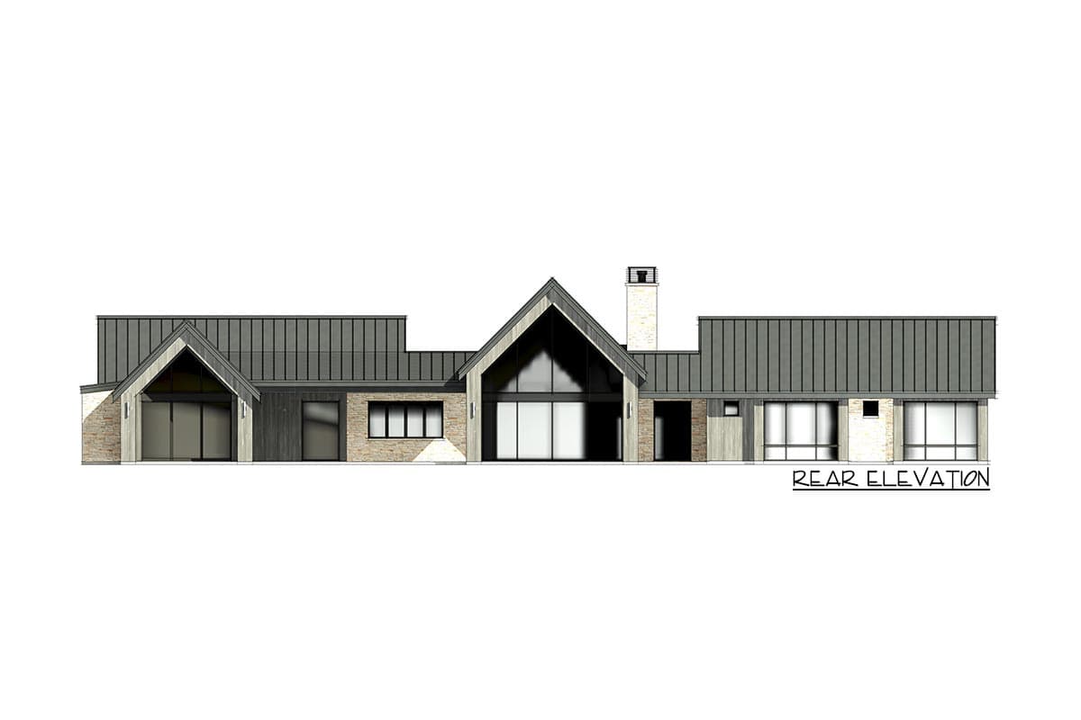 Plan 818062JSS: New Zealand Modern Ranch with Vaulted Interior and Huge Rear Porch - 3399 Sq Ft - Image #5 - Contemporary, Mid Century Modern, Modern, Ranch, Scandinavian, Transitional
