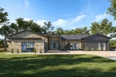 3388 Square Foot Modern One-Story House Plan with Flex Bedroom or Home Office