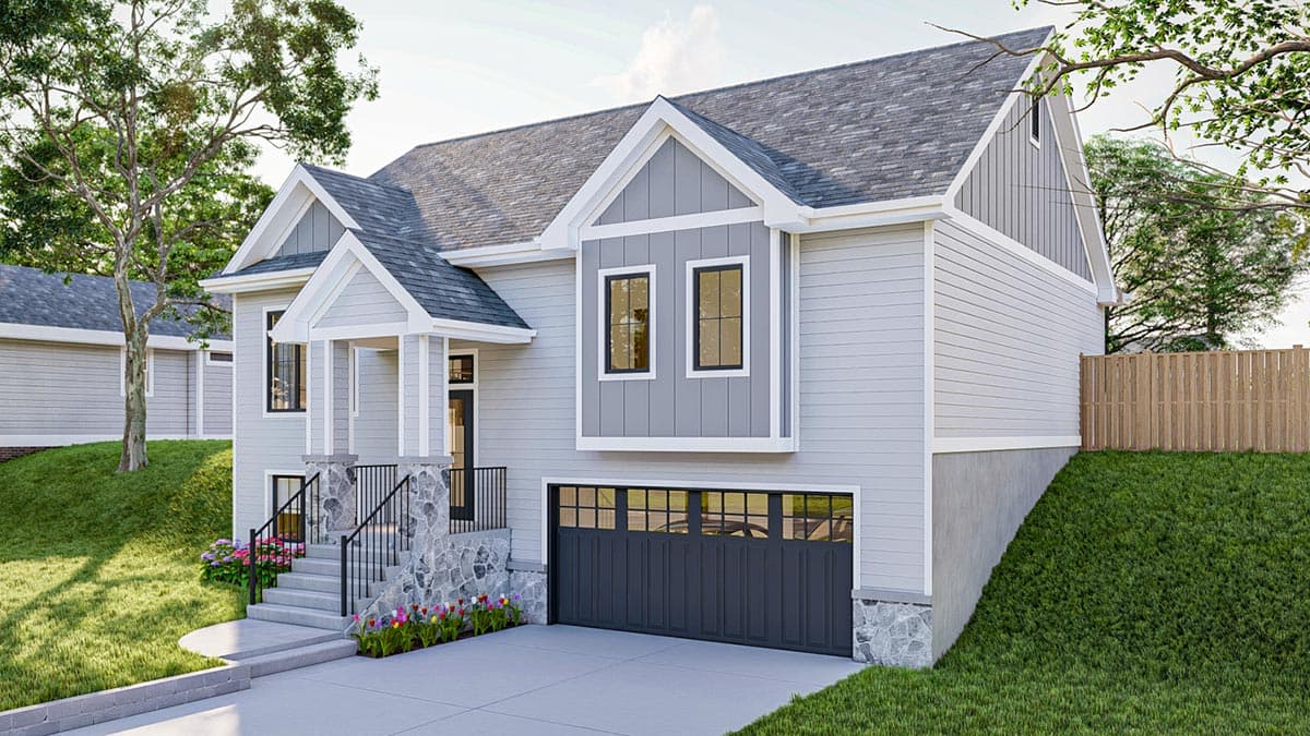 Plan 623257DJ: Traditional Split Level House Plan with Vaulted Open Concept Living Space - 1479 Sq Ft - Image #6 - Country, New American, Traditional