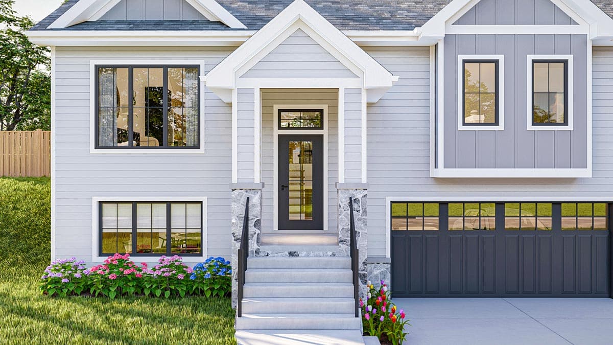 Plan 623257DJ: Traditional Split Level House Plan with Vaulted Open Concept Living Space - 1479 Sq Ft - Image #7 - Country, New American, Traditional