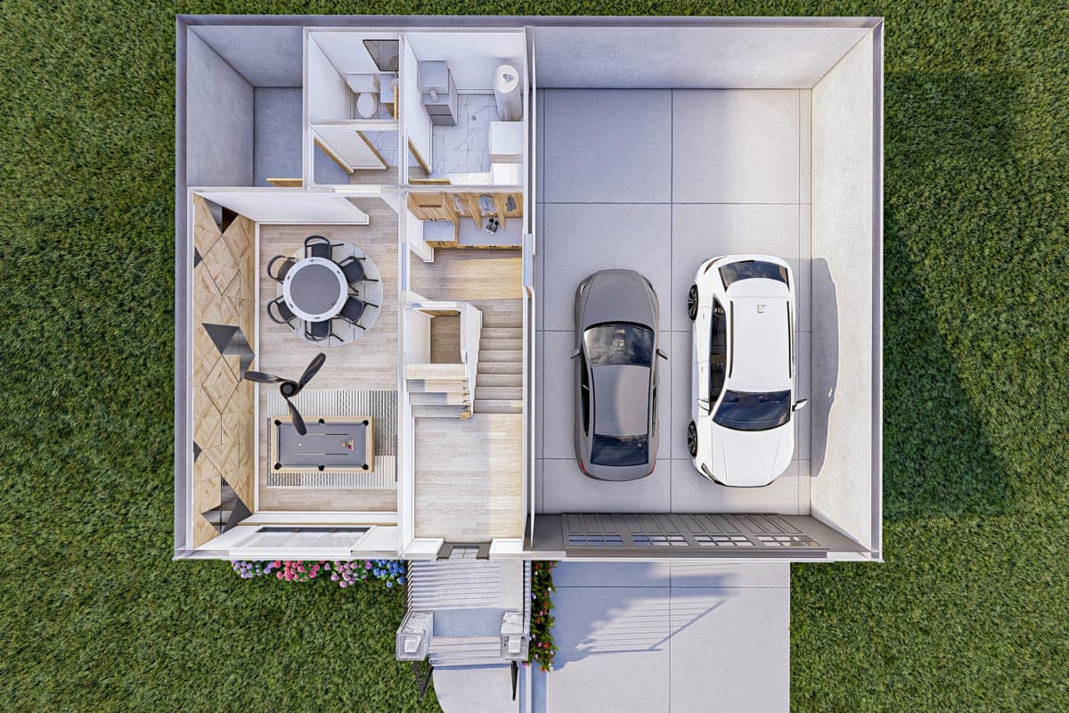 Plan 623257DJ: Traditional Split Level House Plan with Vaulted Open Concept Living Space - 1479 Sq Ft - Image #16 - Country, New American, Traditional