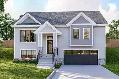 Traditional Split Level House Plan with Vaulted Open Concept Living Space - 1479 Sq Ft