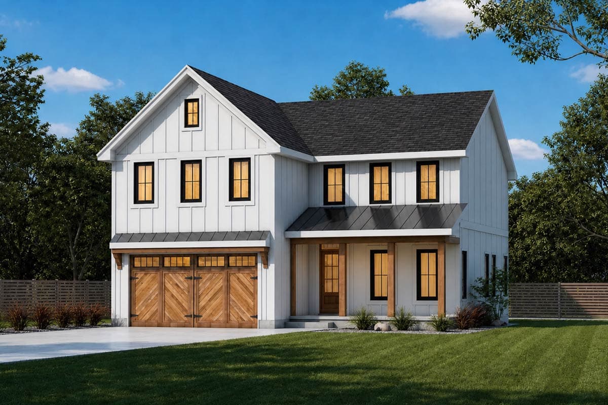 Plan image - 42443DB:Two Story New American Contemporary Farmhouse Under 2200 Square Feet