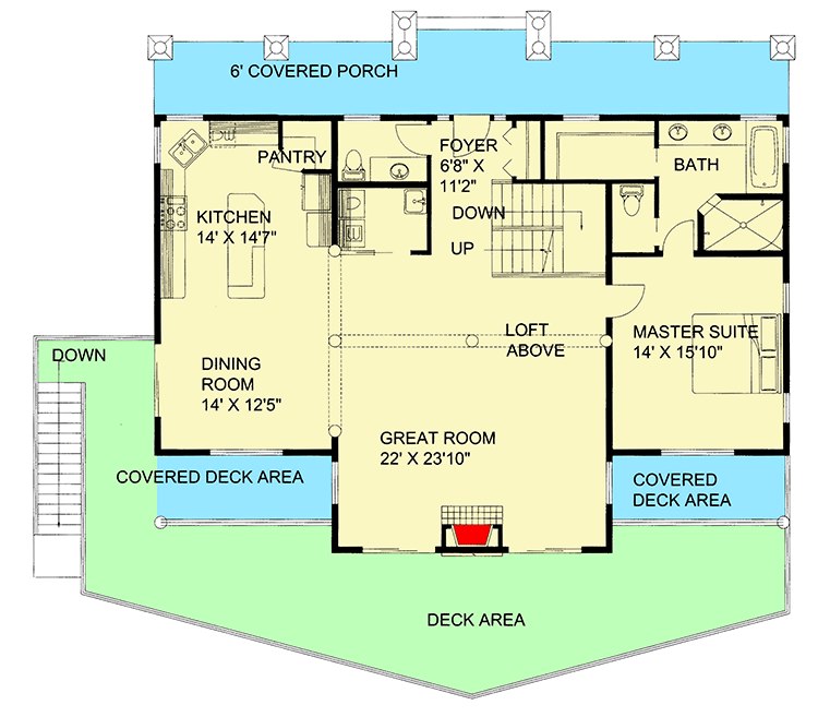 Plan 35326GH: Great Views with Garage Options - Floor Plan - Main Level - Mountain, Northwest, Rustic, Vacation