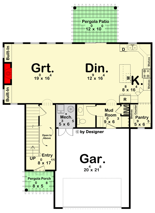 Plan 623258DJ: Southwest House Plan with U-Shaped Kitchen and Master Suite with Private Deck - Floor Plan - Main Level - Adobe , Southwest, Spanish
