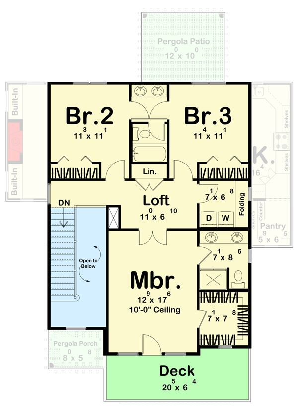 Plan 623258DJ: Southwest House Plan with U-Shaped Kitchen and Master Suite with Private Deck - Floor Plan - 2nd Floor - Adobe , Southwest, Spanish