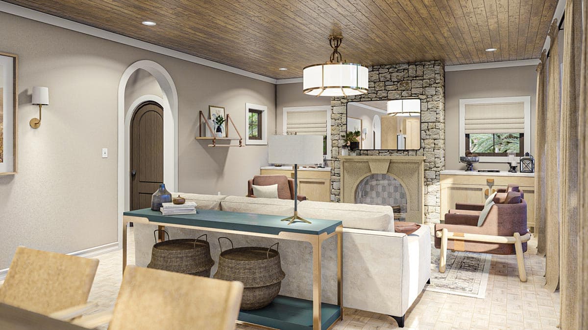 Plan 623258DJ: Southwest House Plan with U-Shaped Kitchen and Master Suite with Private Deck - Image #7 - Adobe , Southwest, Spanish