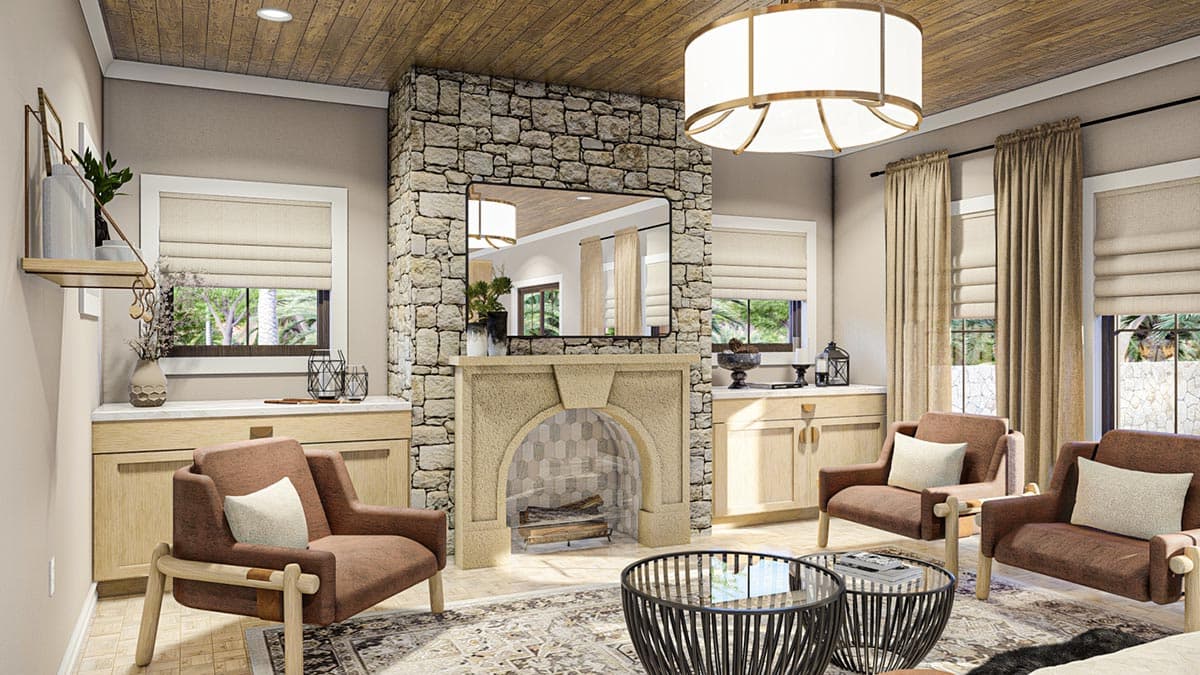 Plan 623258DJ: Southwest House Plan with U-Shaped Kitchen and Master Suite with Private Deck - Image #8 - Adobe , Southwest, Spanish