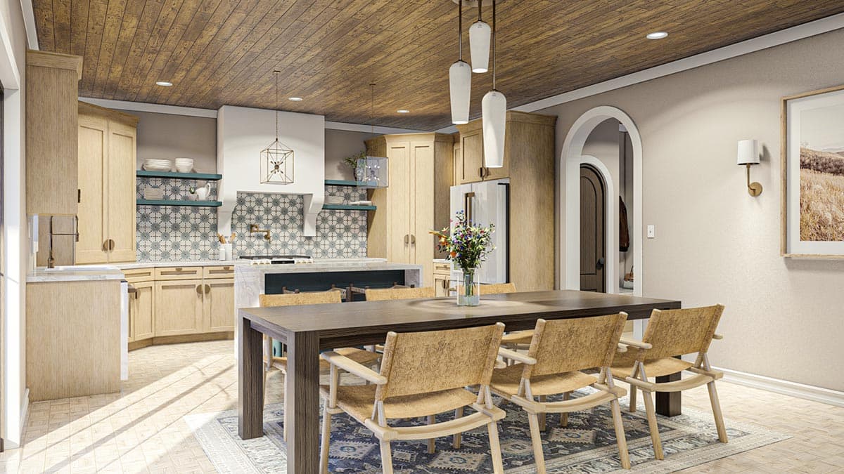 Plan 623258DJ: Southwest House Plan with U-Shaped Kitchen and Master Suite with Private Deck - Image #9 - Adobe , Southwest, Spanish