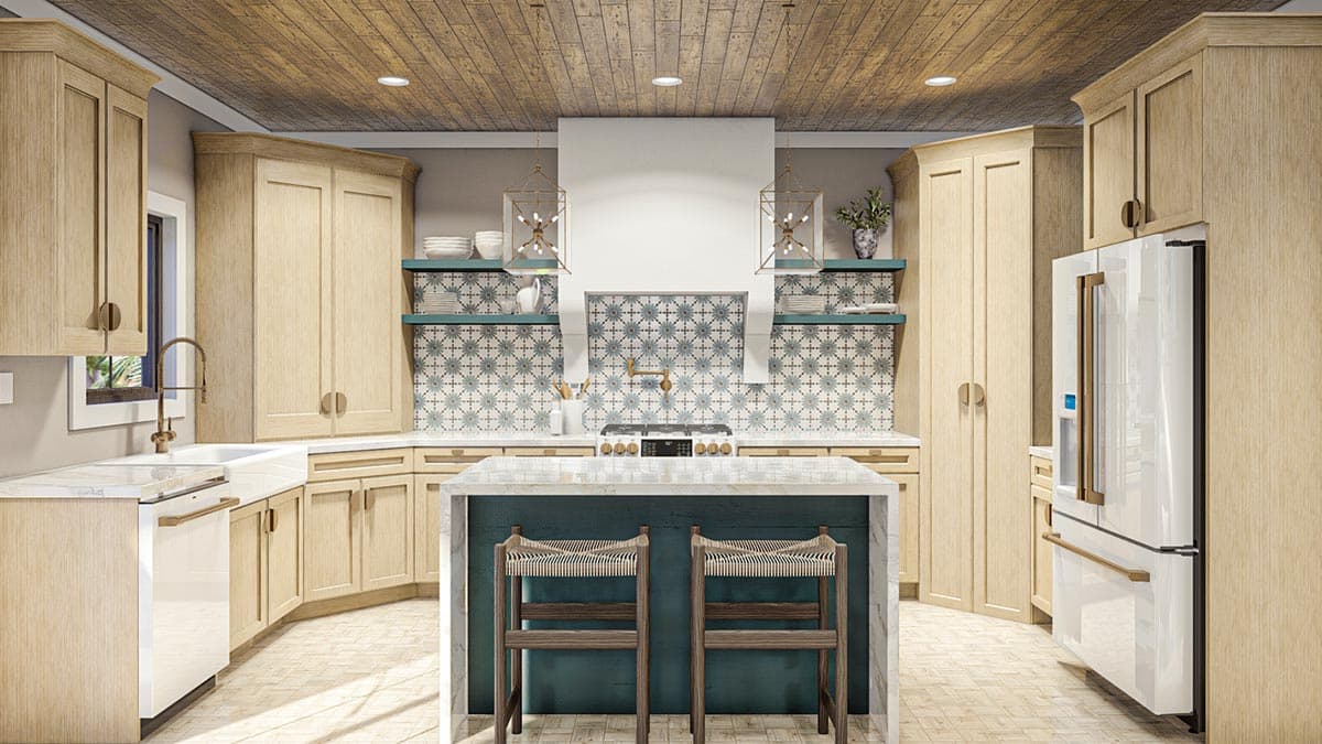 Plan 623258DJ: Southwest House Plan with U-Shaped Kitchen and Master Suite with Private Deck - Image #11 - Adobe , Southwest, Spanish