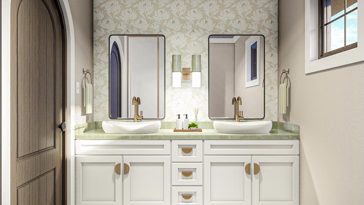 Plan 623258DJ: Southwest House Plan with U-Shaped Kitchen and Master Suite with Private Deck - Image #14 - Adobe , Southwest, Spanish