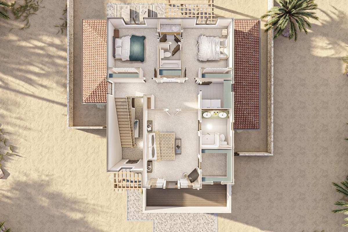Plan 623258DJ: Southwest House Plan with U-Shaped Kitchen and Master Suite with Private Deck - Image #16 - Adobe , Southwest, Spanish