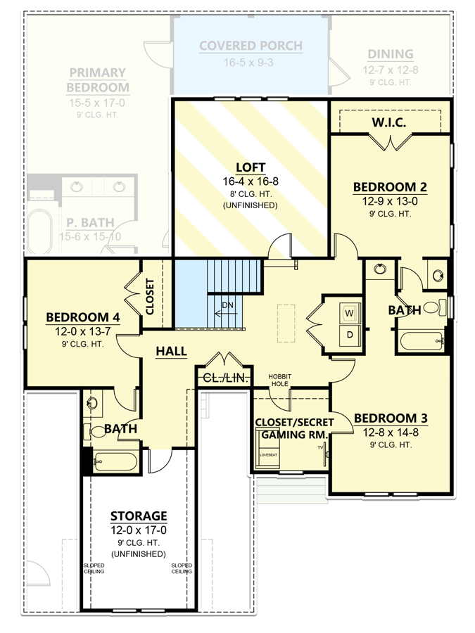 Plan 260026RVC: 3035 Square Foot New American House Plan with Upstairs Secret Room - Floor Plan - 2nd Floor - Country, Farmhouse, Modern Farmhouse, New American