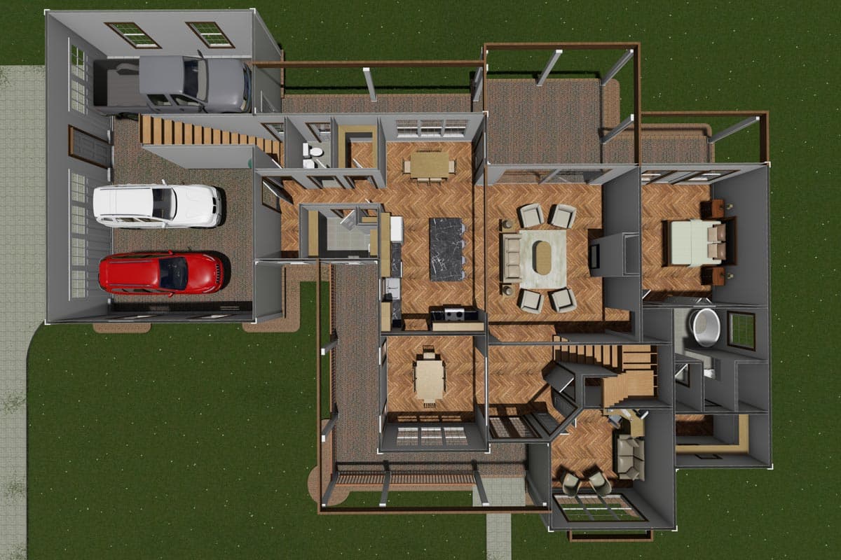 Plan 52322WM: 2530 Square Foot 3 Bed Modern Farmhouse Plan with Bonus Room Over 3-Car Garage - Image #8 - Country, Farmhouse, Modern Farmhouse