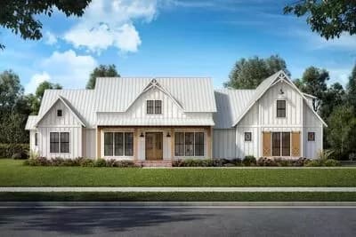 Downsized 4-Bed Modern Farmhouse Plan Under 3000 Square Feet