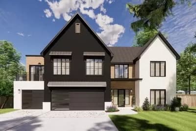 3,700 Square Foot Transitional Craftsman Plan with Front and Rear Garage Doors