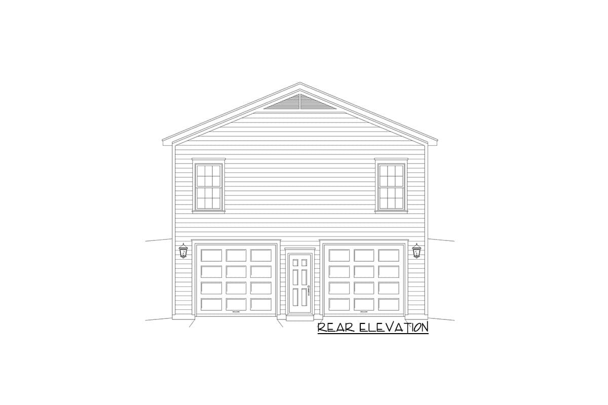 Plan 680153VR: 1204 Square Foot 3-Bed Cottage with 2-Car Drive Under Garage - Image #4 - Cottage, Country, Traditional