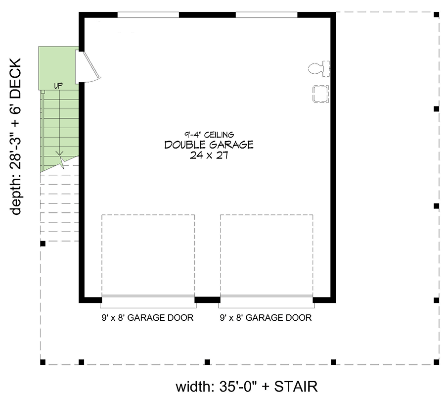 Plan 680154VR: 706 Square Foot Modern ADU with Wraparound Deck - Floor Plan - Main Level - Contemporary, Mid Century Modern, Modern