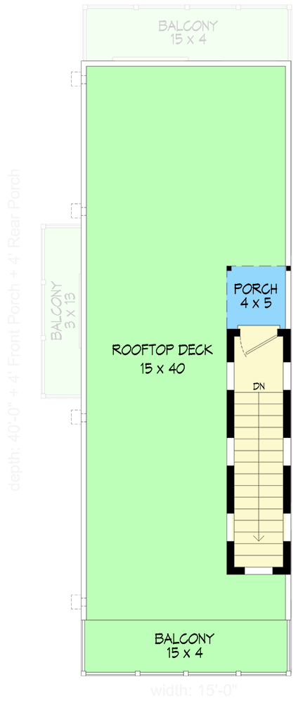 Plan 680155VR: 15-Foot-Wide Contemporary Home Plan with Rooftop Deck - Floor Plan - 3rd Floor - Contemporary, Modern, Northwest