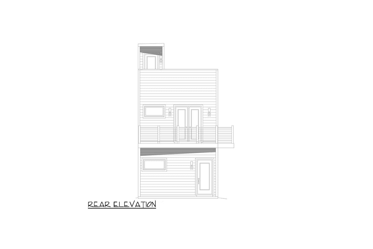 Plan 680155VR: 15-Foot-Wide Contemporary Home Plan with Rooftop Deck - Image #4 - Contemporary, Modern, Northwest