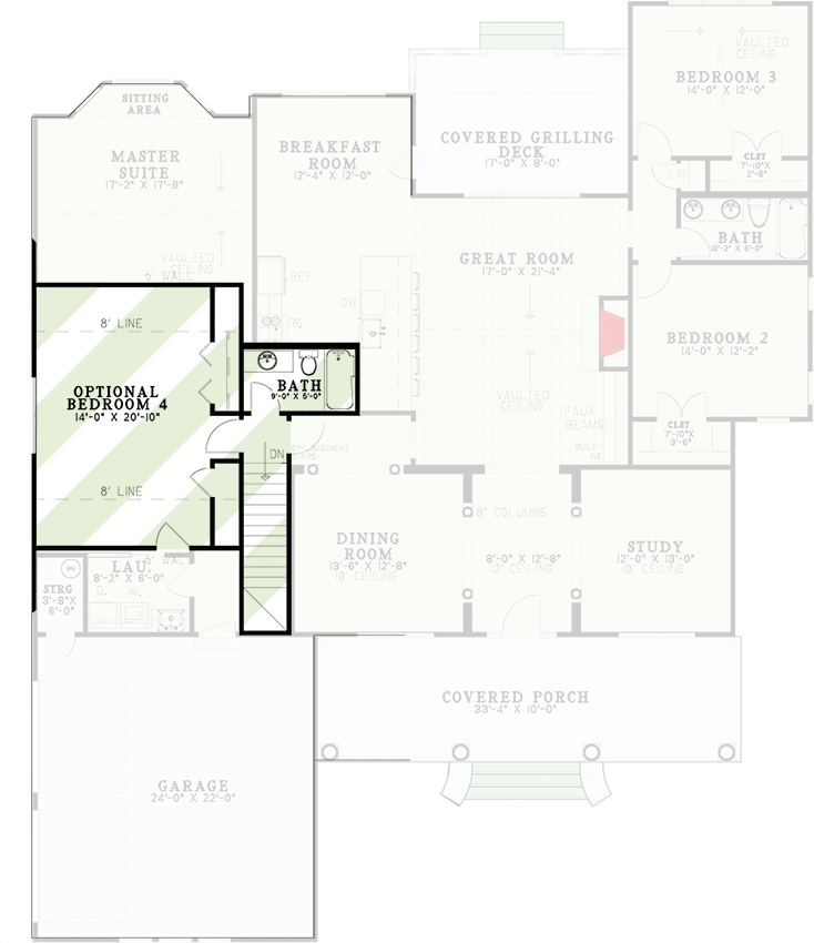 Plan 60718ND: Southern Home Plan with Main Floor Master with Direct Laundry Access - Floor Plan - Bonus Level - Country, Southern, Southern Traditional, Traditional