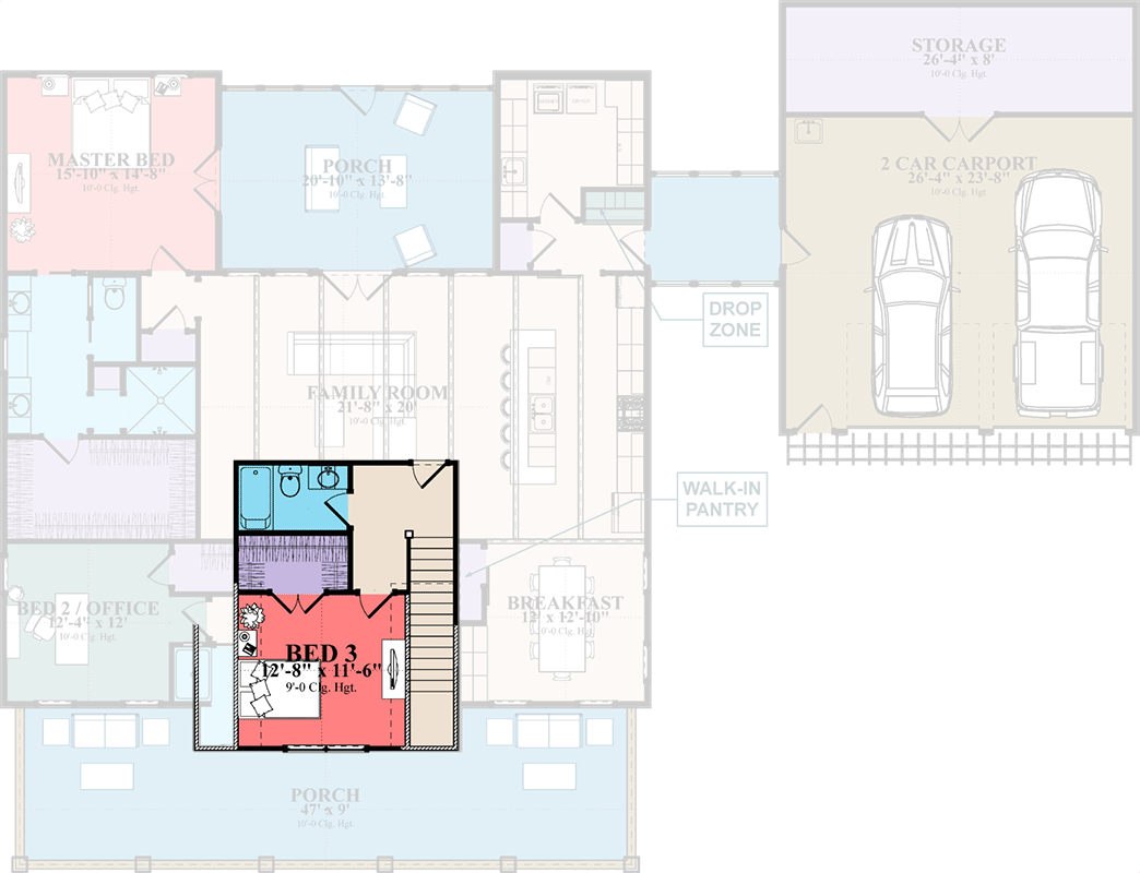 Plan 86389HH: 2421 Country Lake House Plan with Well-Balanced Exterior and 2-Car Garage - Floor Plan - 2nd Floor - Country, Craftsman, Farmhouse, Mountain, New American, Traditional