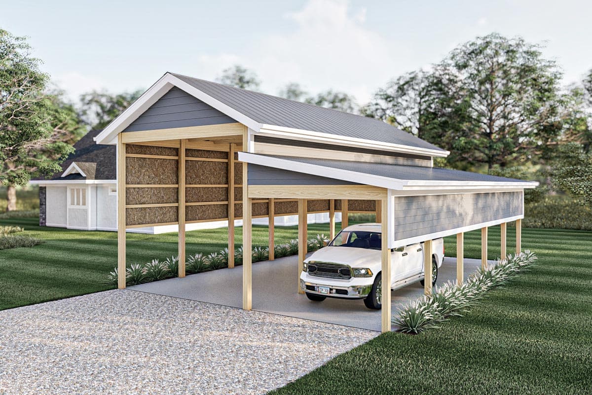 Plan 623259DJ: 15-Foot-Tall RV Port with Smaller 9-Foot-Tall Port - Image #4