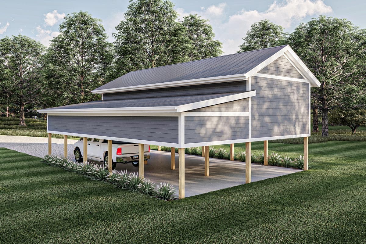 Plan 623259DJ: 15-Foot-Tall RV Port with Smaller 9-Foot-Tall Port - Image #6