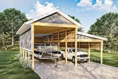 15-Foot-Tall RV Port with Smaller 9-Foot-Tall Port