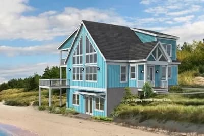 Lake House Plan with Stacked Decks and Walkout Basement