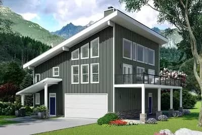 2434 Square Foot 3 Bed Contemporary House Plan with Large Deck