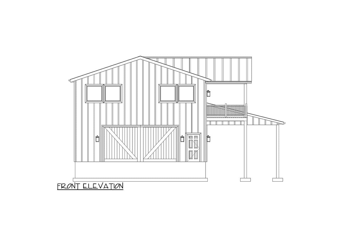 Plan 61447UT: 1253 Sq Ft 2-Bed Barndominium-Style House Plan with 1920 Sq Ft of Parking - Image #14 - Barndominium, Country, Craftsman, Rustic