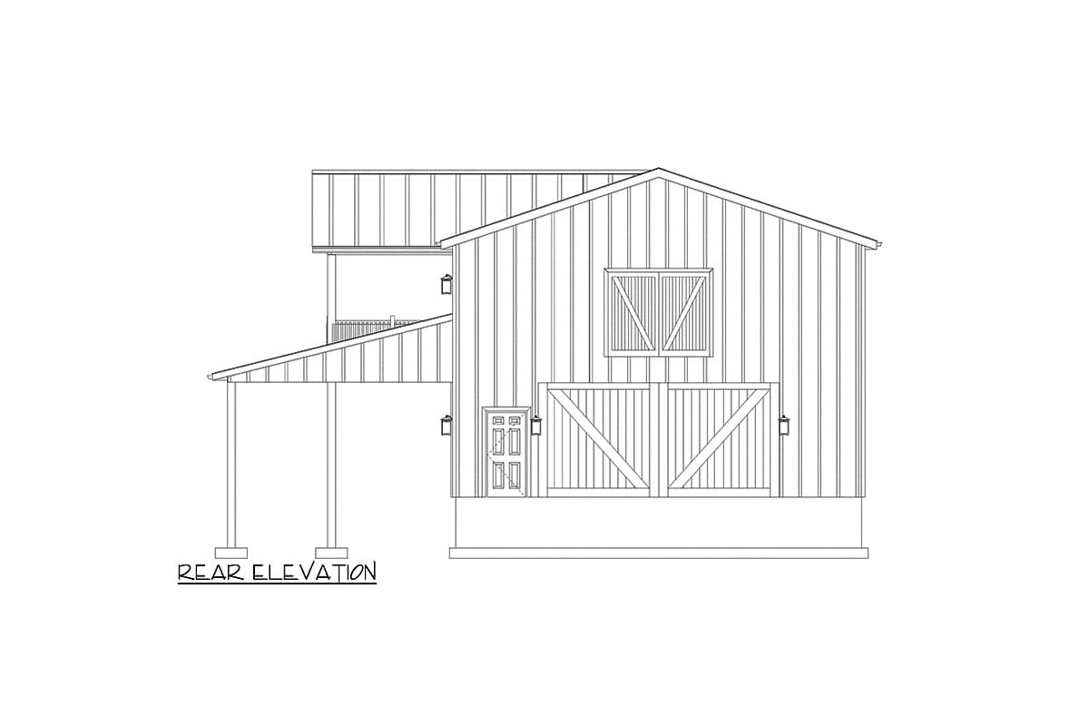 Plan 61447UT: 1253 Sq Ft 2-Bed Barndominium-Style House Plan with 1920 Sq Ft of Parking - Image #16 - Barndominium, Country, Craftsman, Rustic