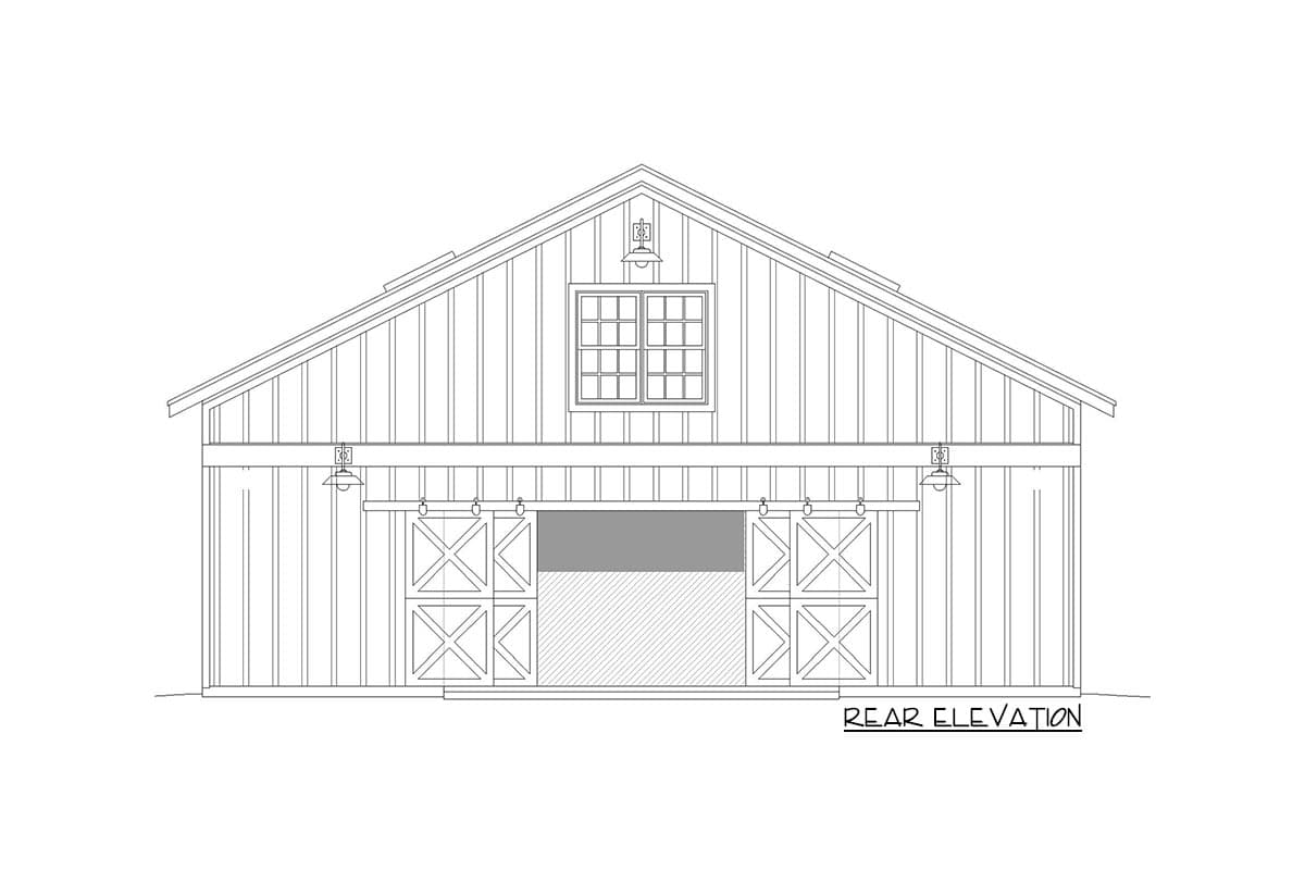Plan 680160VR: Barn-Like Studio with Loft and 752 Square Feet of Garage Space - Image #5 - Barndominium, Country, Rustic, Traditional