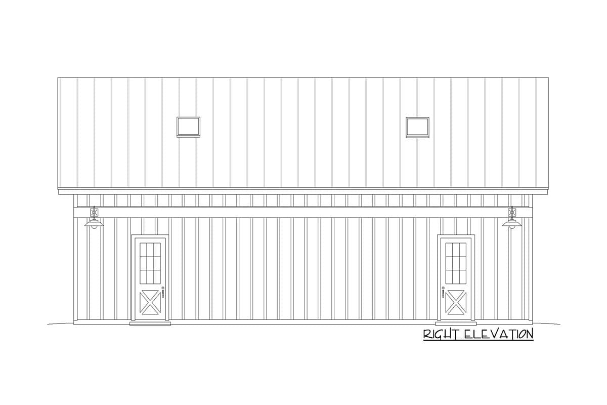 Plan 680160VR: Barn-Like Studio with Loft and 752 Square Feet of Garage Space - Image #6 - Barndominium, Country, Rustic, Traditional