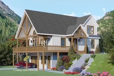 Lake House Plan with Unfinished Basement and 2-Story Family Room