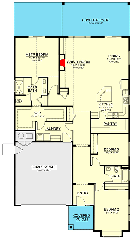 Plan 246003DLR: Transitional Ranch Plan with Over 2,000 Square Feet - Floor Plan - Main Level