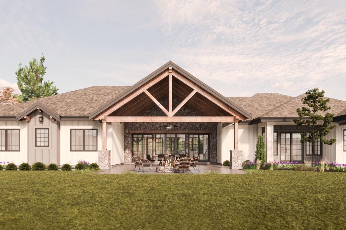 Plan 330012WLE: 3-Bed Modern Craftsman House Plan with Private Primary Suite and Home Office - 2933 Sq Ft - Image #4 - Country, Craftsman, Hill Country, Ranch