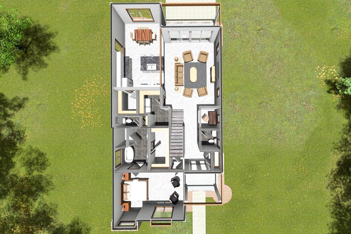 Plan 52323WM: 1780 Square Foot Contemporary Cottage with 6-Foot-Deep Back Porch - Image #9 - Contemporary, Cottage, Modern