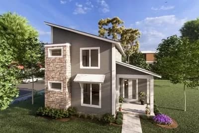 1780 Square Foot Contemporary Cottage with 6-Foot-Deep Back Porch