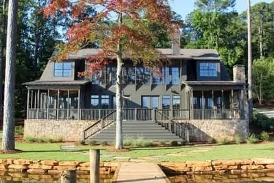 2-Story Lake House Plan with 5 Bedrooms and 2-Story Central Core