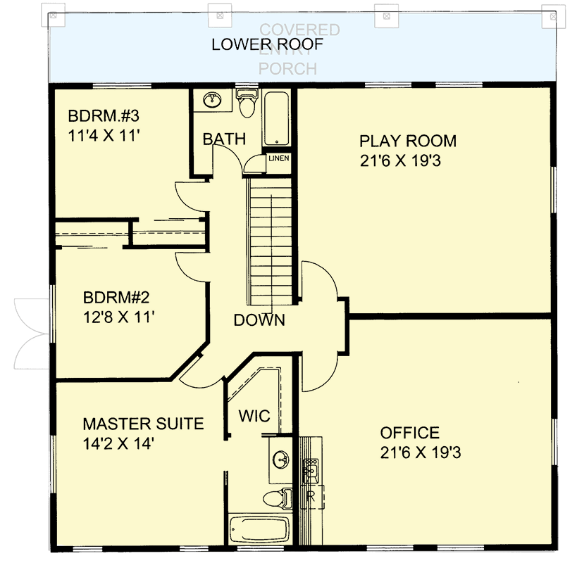 Plan 350041GH: 2-Story Country Home Plan with Oversized Garage - Floor Plan - 2nd Floor - Country, Rustic, Traditional