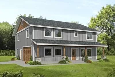 2-Story Country Home Plan with Oversized Garage