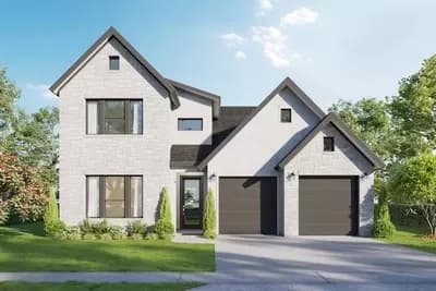 2-Story Transitional House Plan Under 2600 Sq Ft with Main-Level Master Bedroom