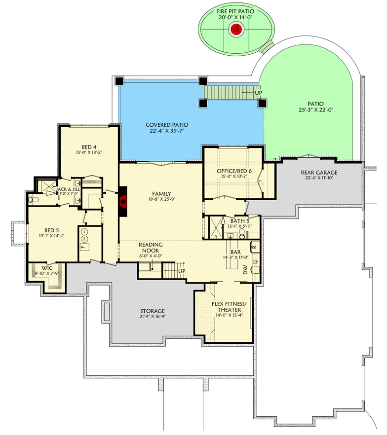 Plan 703001TYL: Spacious Modern Farmhouse Plan with Finished Walkout Basement - Floor Plan - Finished Lower Level - Country, Modern Farmhouse, New American, Traditional