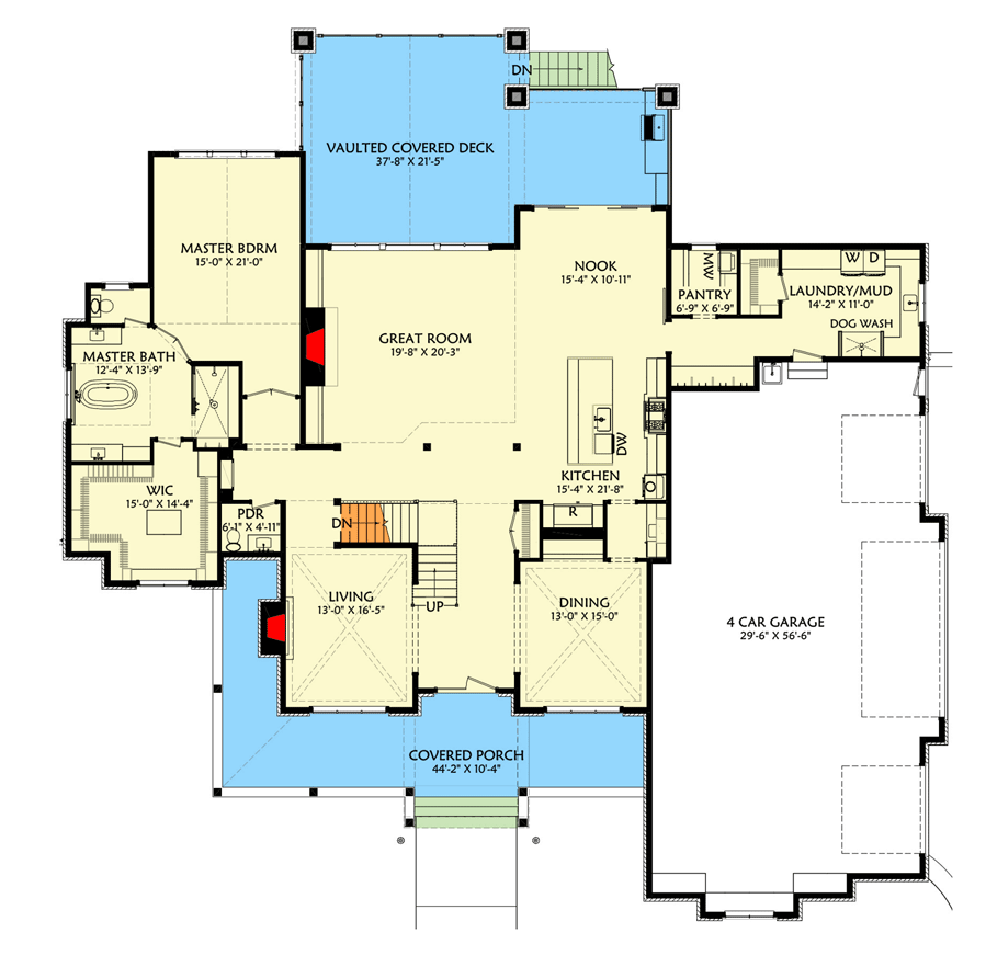 Plan 703001TYL: Spacious Modern Farmhouse Plan with Finished Walkout Basement - Floor Plan - Main Level - Country, Modern Farmhouse, New American, Traditional