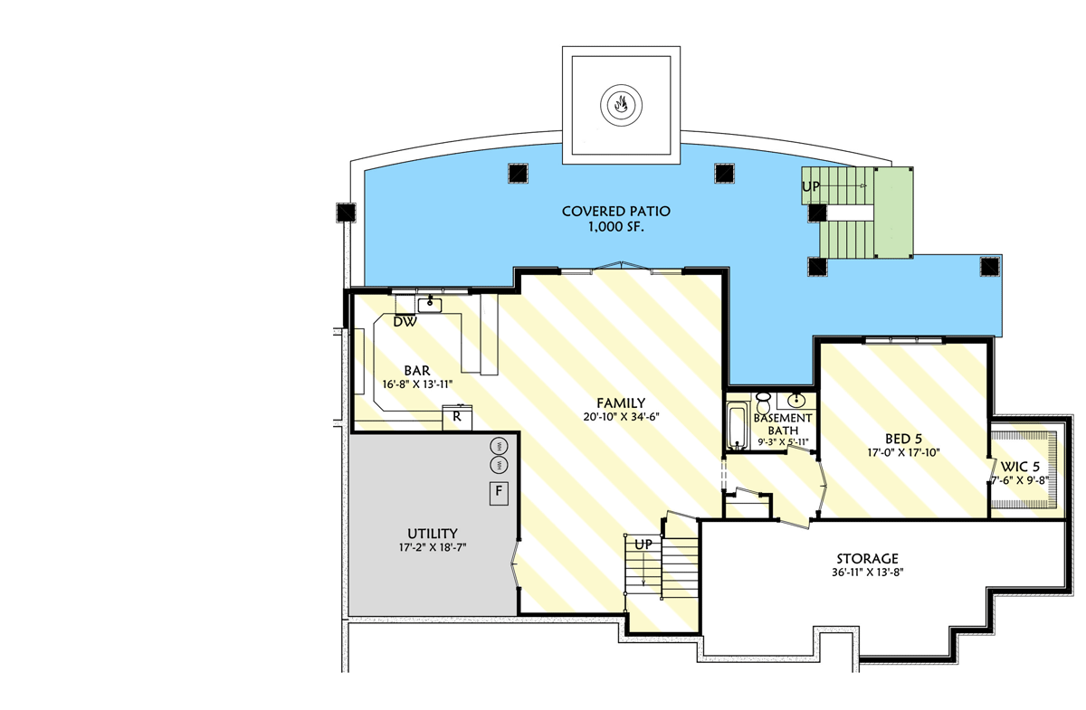 Plan 703002TYL: Mountain Craftsman Plan with Expansive Covered Deck and Option to Finish Basement - Floor Plan - Optional Lower Level - Craftsman, Mountain, New American